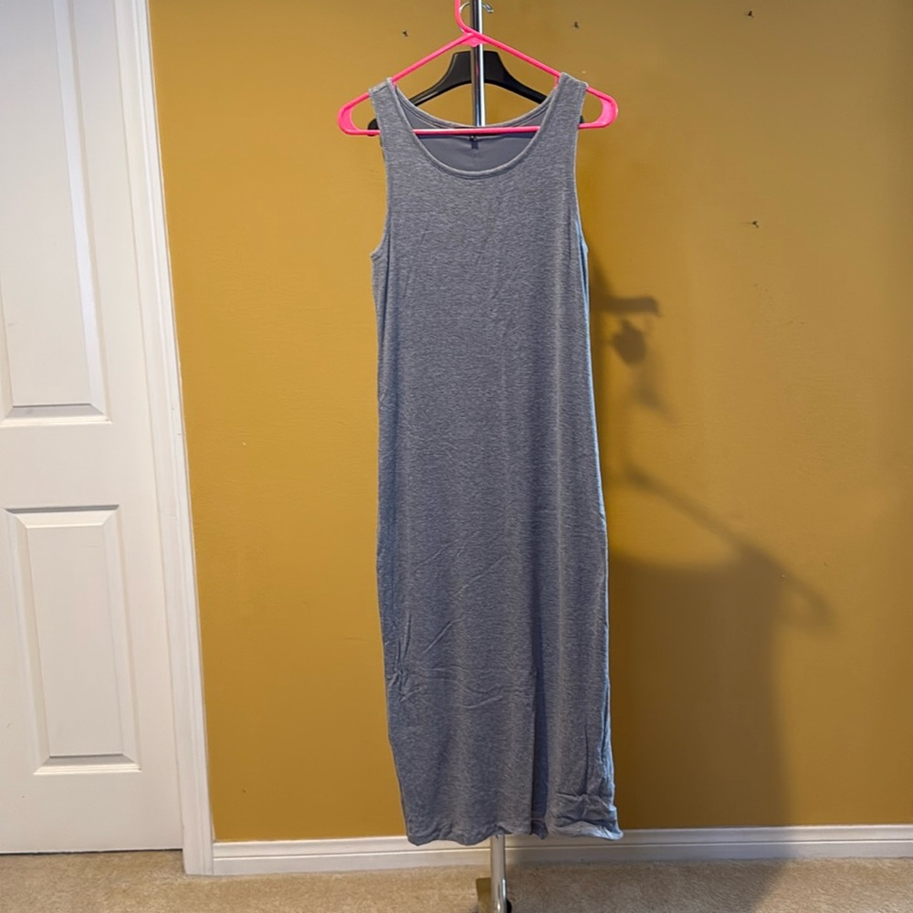 Quince Tencel Rib Knit Tank Midi Dress